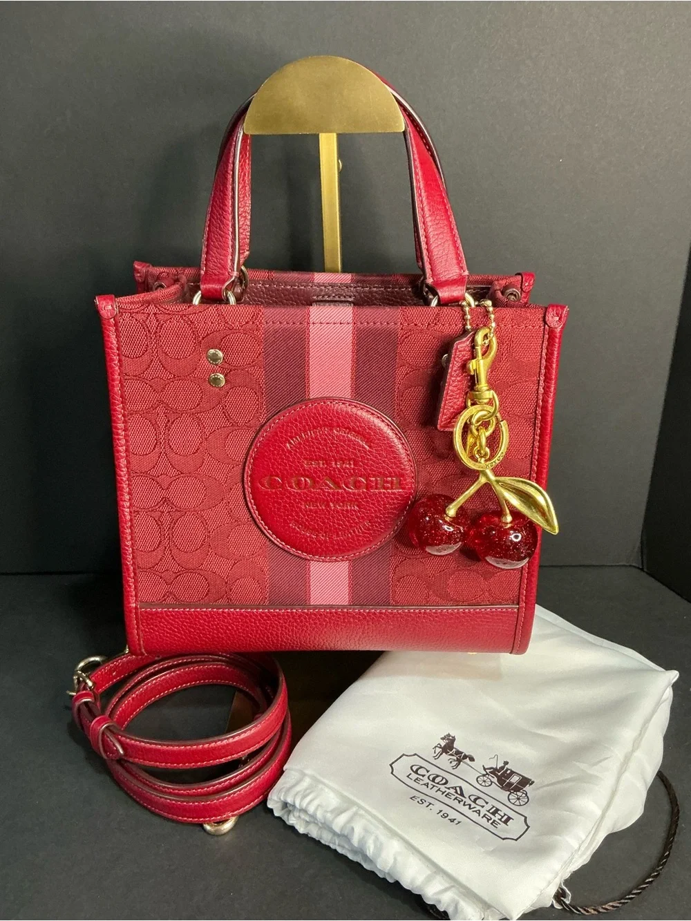 Coach Outlet Dempsey Tote 22 and Coach Cherry Charm